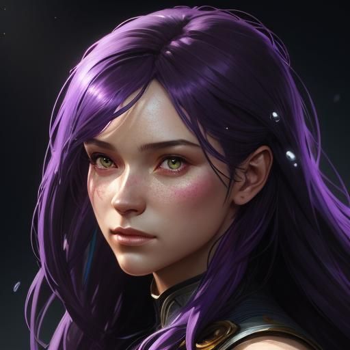 Purple Portrait of Girl in Hyperdetailed Lighting