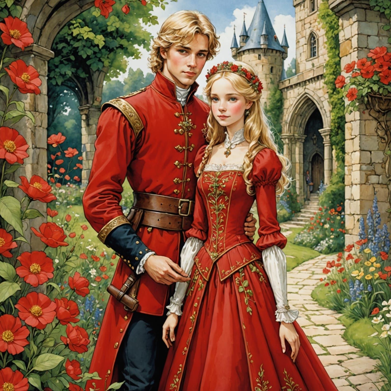 Fantasy Garden Scene in Anime Style