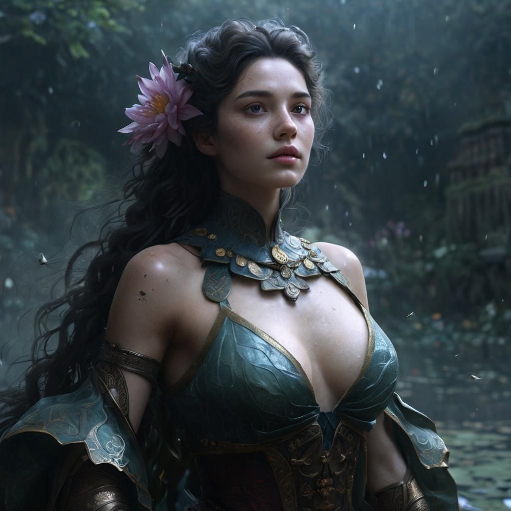 Noblewoman with Water Lily: Digital Matte Painting