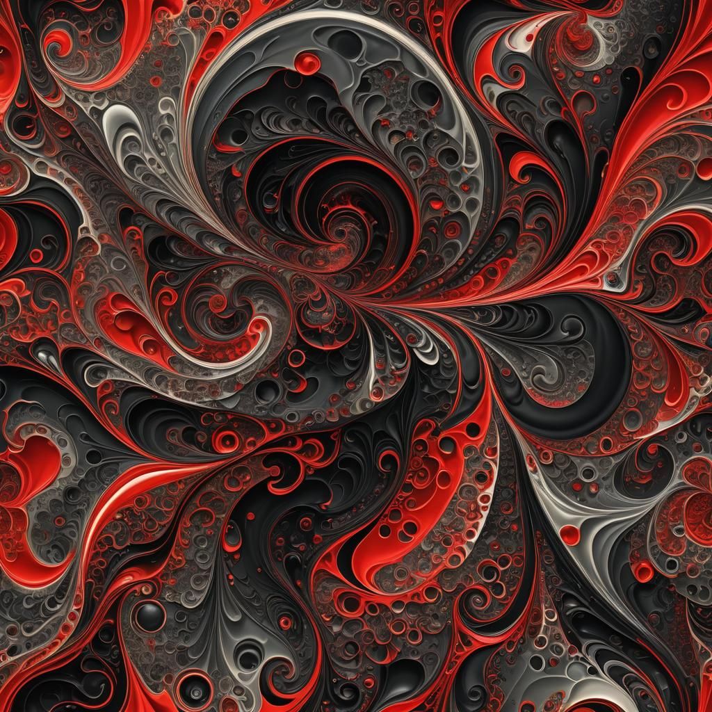 Mesmerizing Red and Black Swirl in Macro Detail