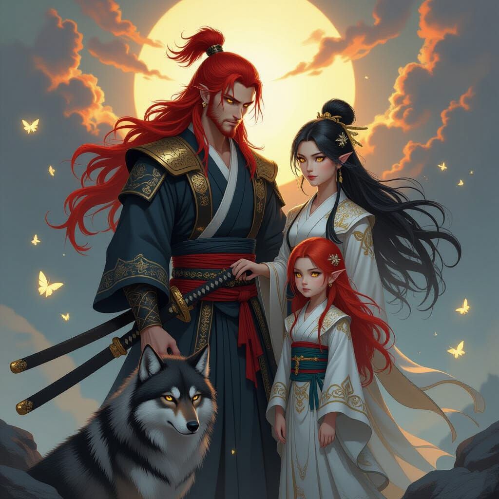 Kairos, God of Void, With Family in Epic Fantasy Art