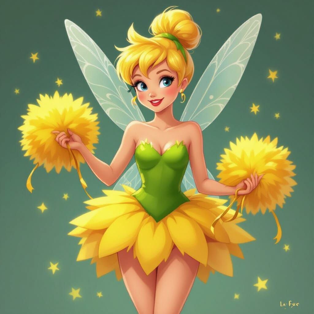 Tinkerbell as Cheerleader in Animated Style