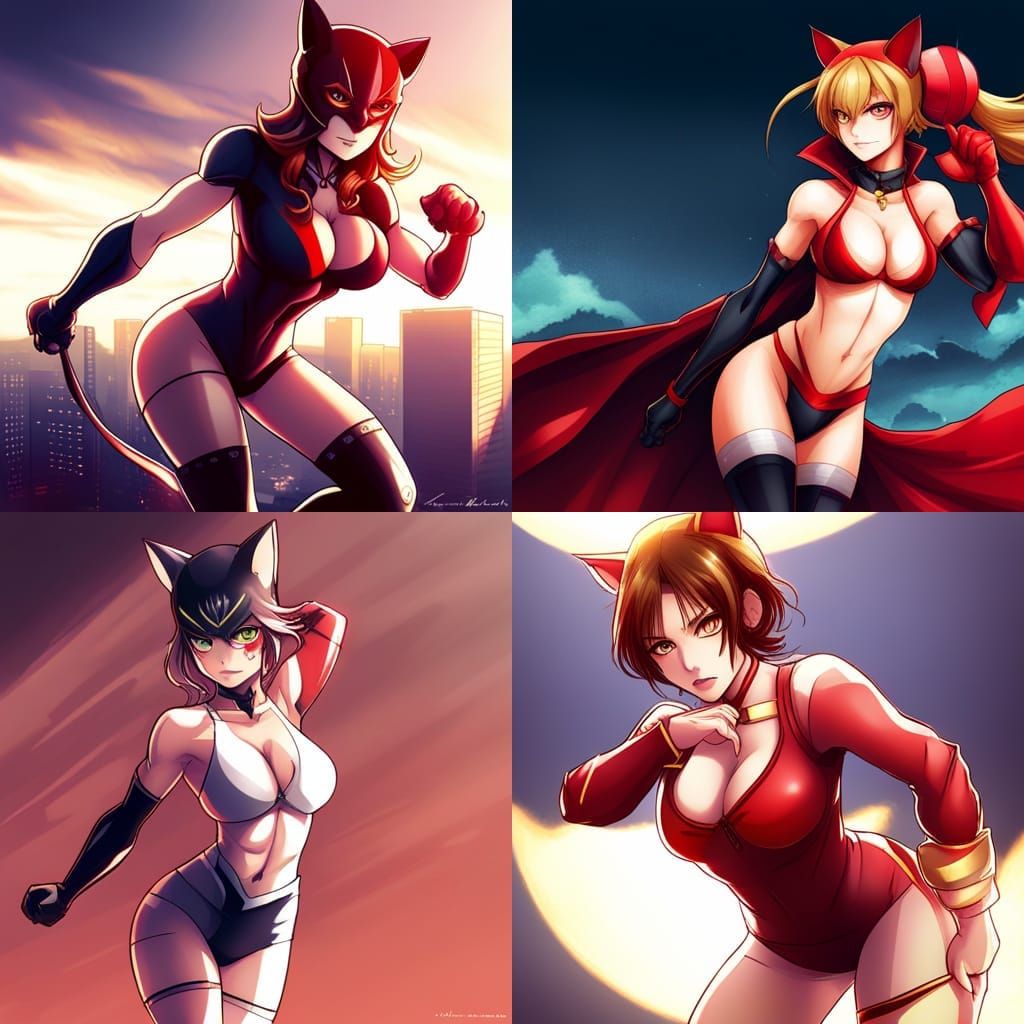 Anime Style Cat Luchadora Superhero