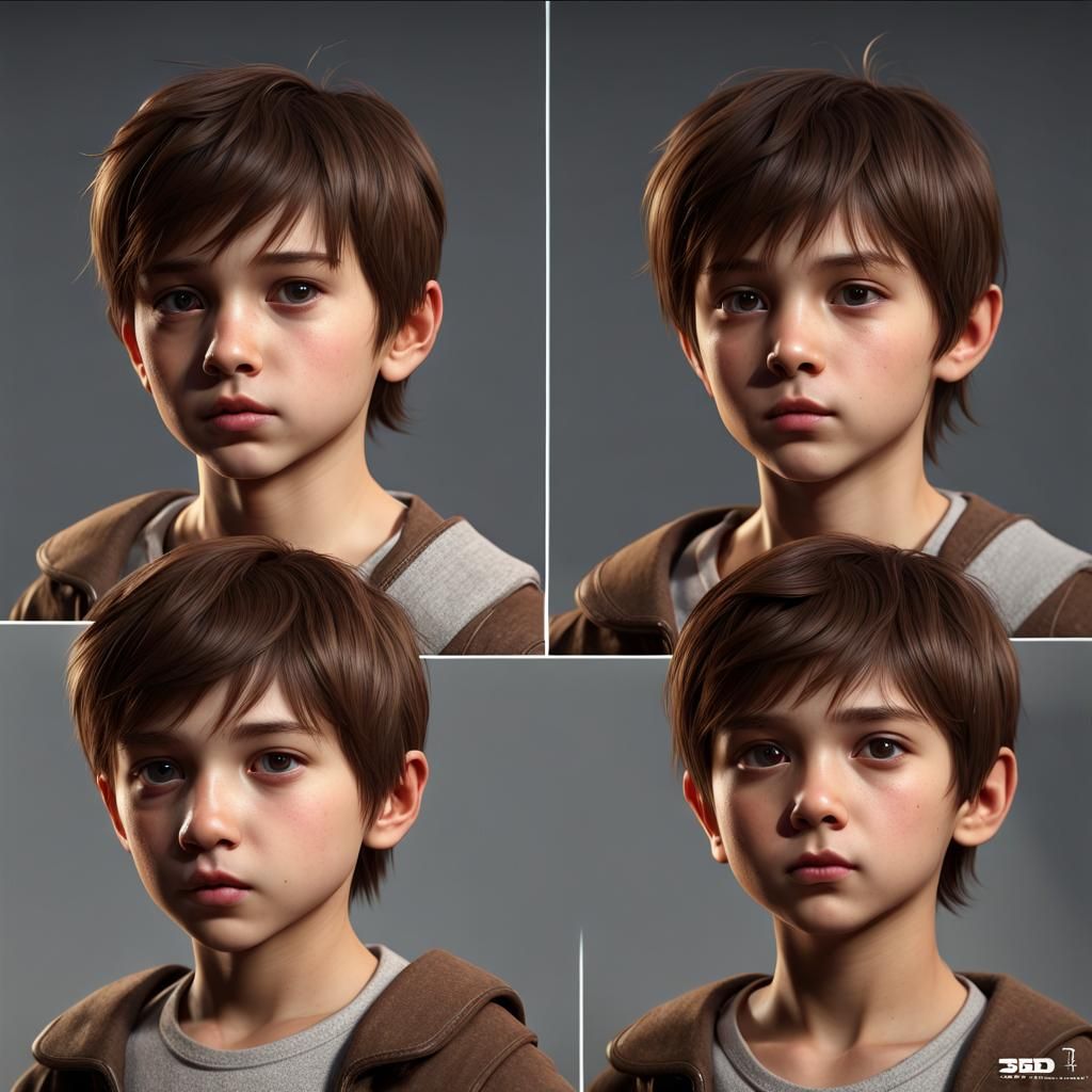 Boy Between Childhood and Adolescence in 3D