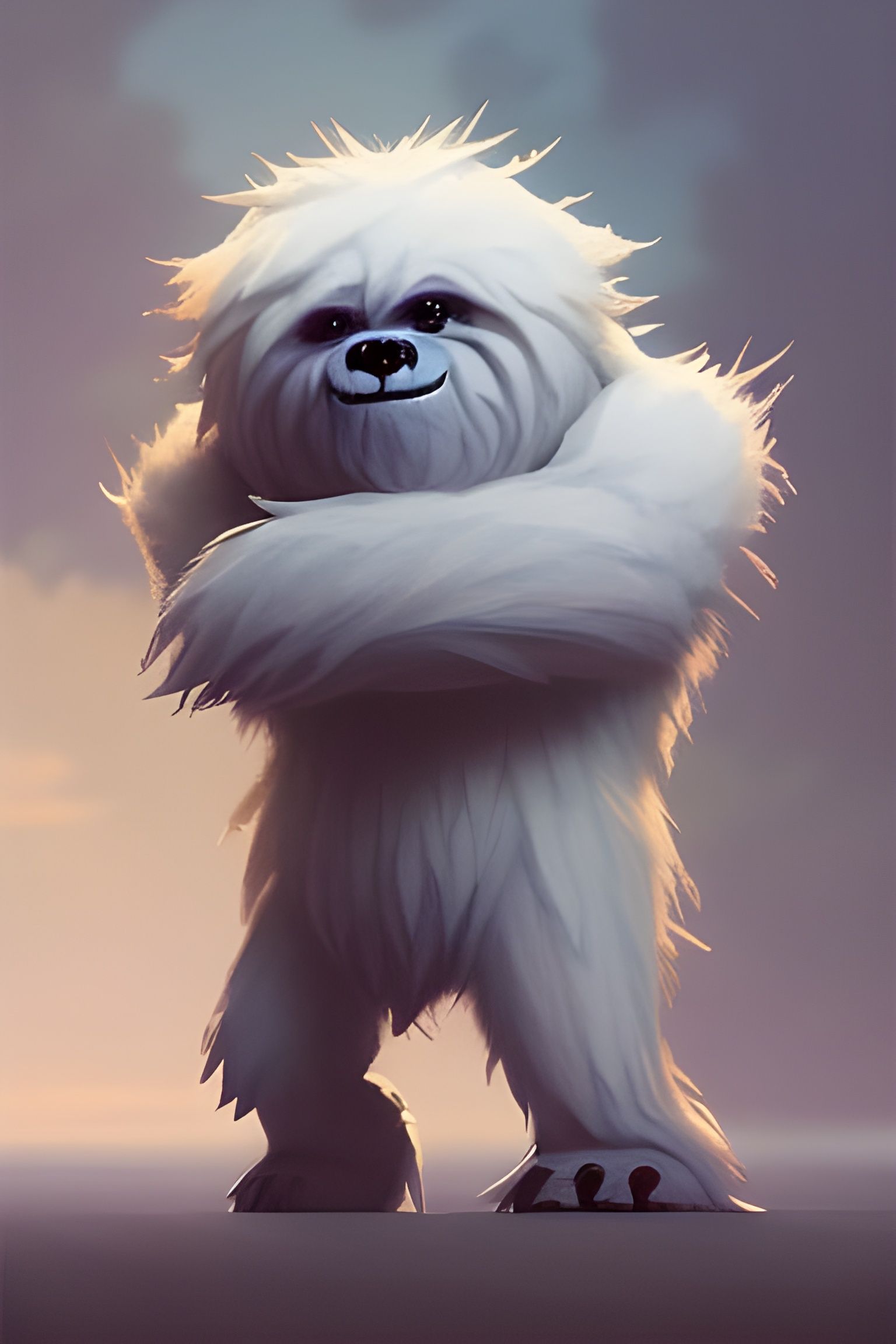Cute Furry Yeti Monster, Digital Art