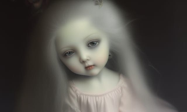 Cute Angel Doll Girl in Storybook Illustration Style