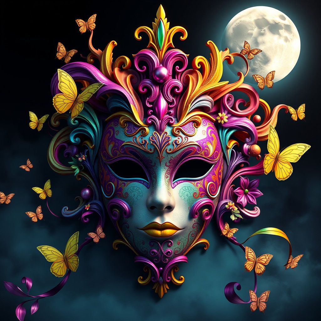 Ornate Venetian Mask in a Baroque Style