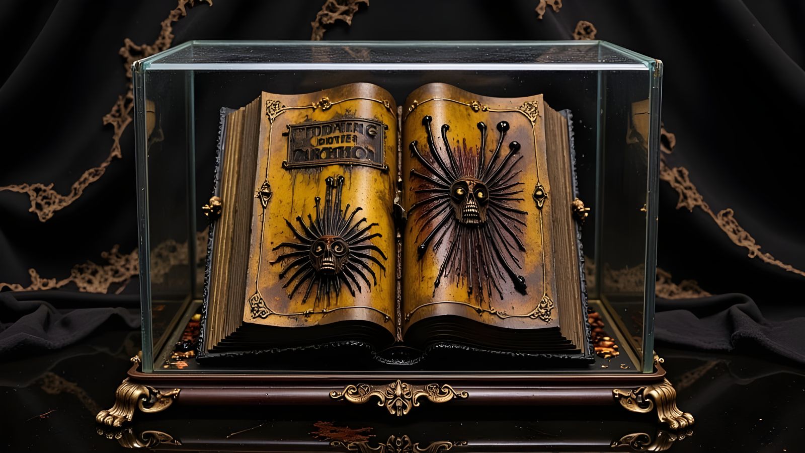 An Antique Glass Case Containing The Book Of The Dead Necronomicon (Continued)