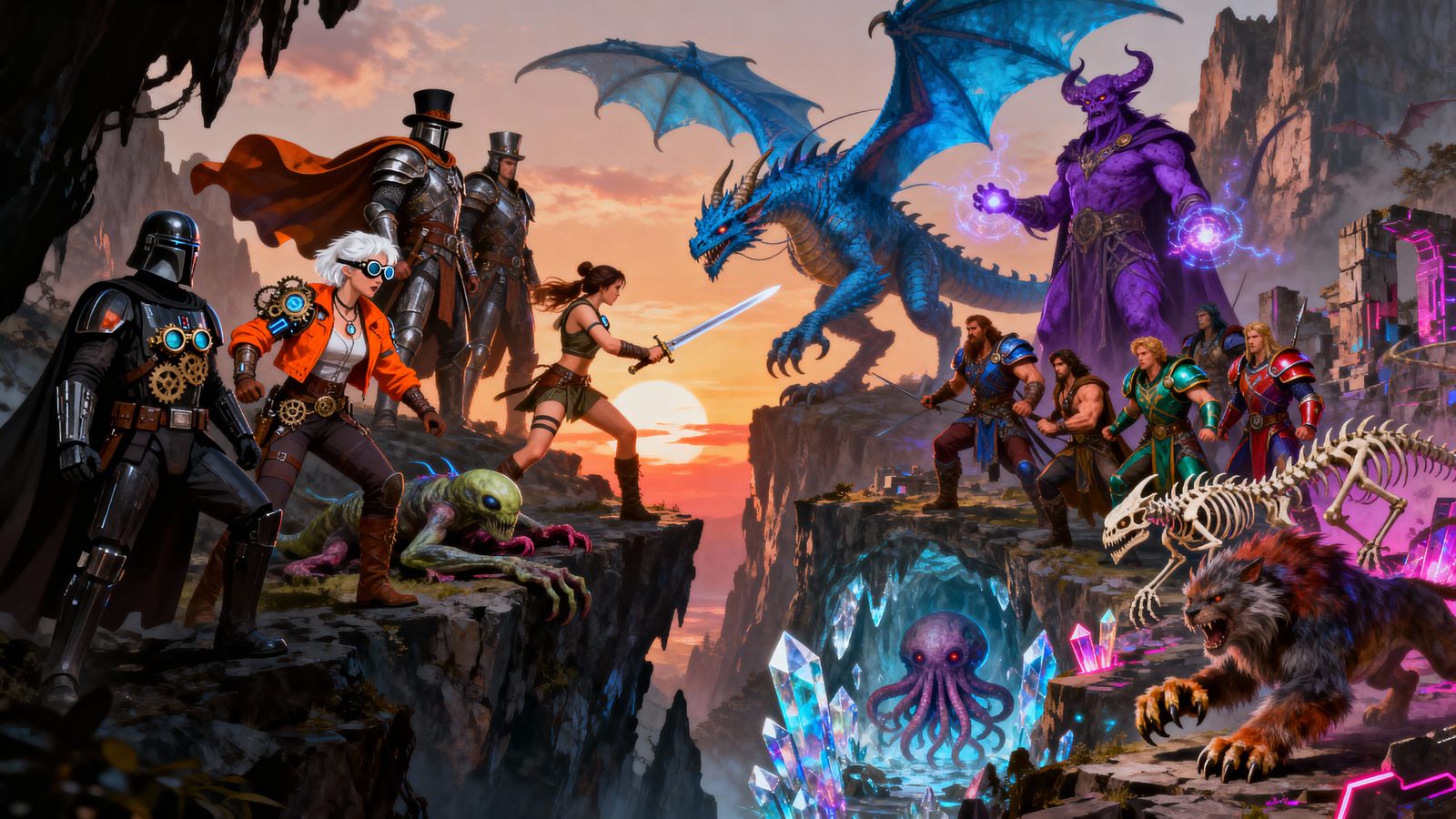 Epic D&D Party vs Demon Overlord at Sunset