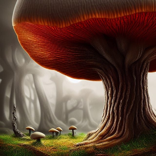 Epic Mushroom Tree Digital Matte Painting