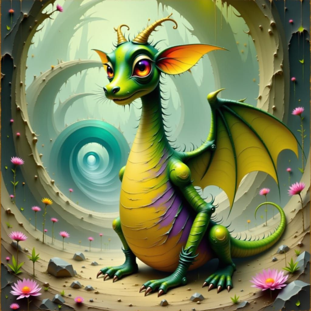 Intense Glowing Vortex Tunnel in Abstract Expressionist Styl...