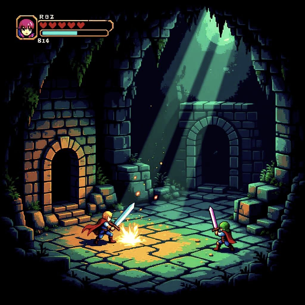 8-Bit Dungeon Crawl With Hack and Slash Action