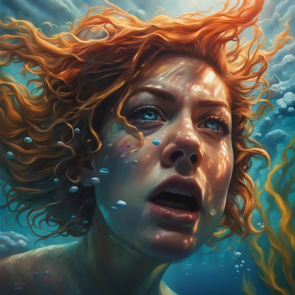 Underwater Hyperrealistic Concept Art: Dragged Down