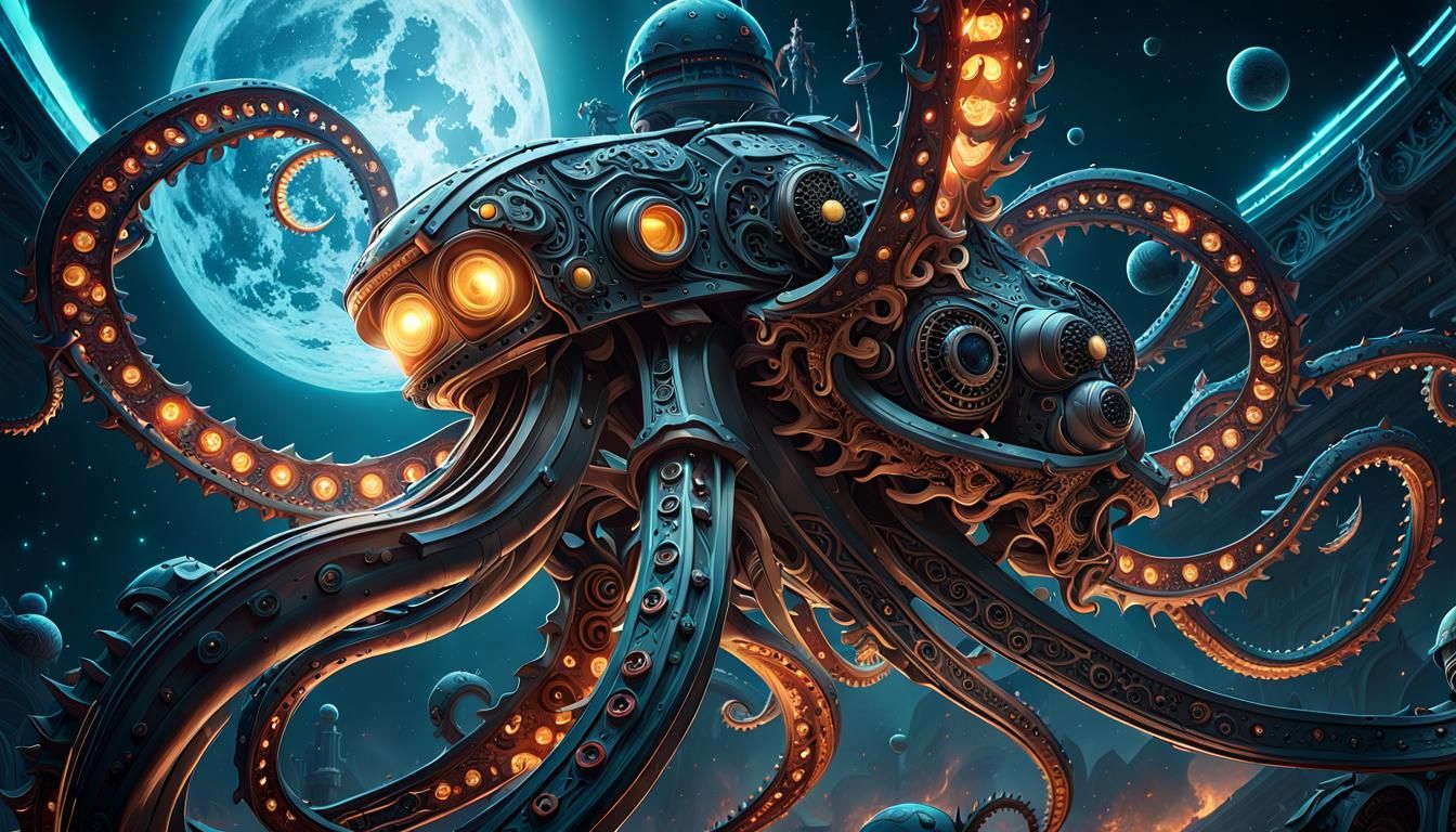 Epic Robot vs Alien Battle in Space