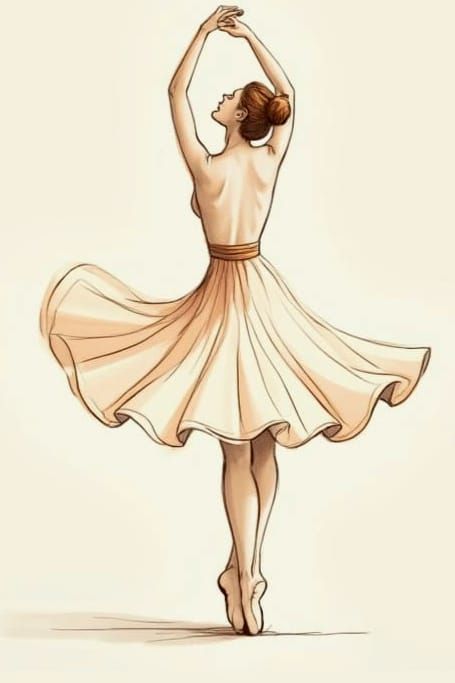 Elegant Dancer in Minimalist Hand-Drawn Style