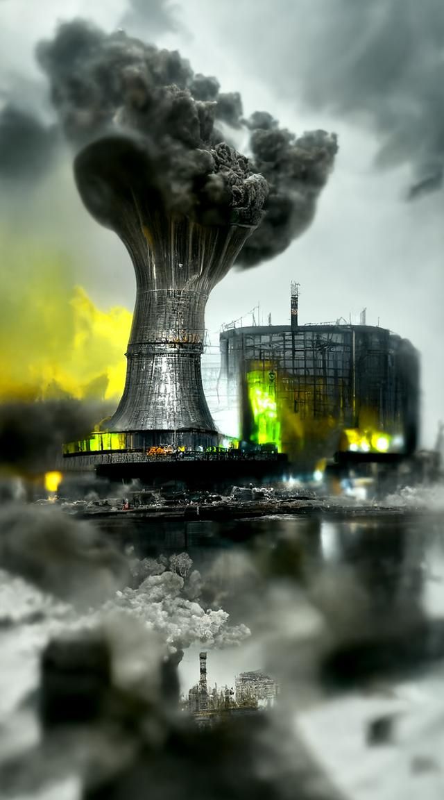 Exploding Nuclear Plant: Dystopian Radioactive Concept Art