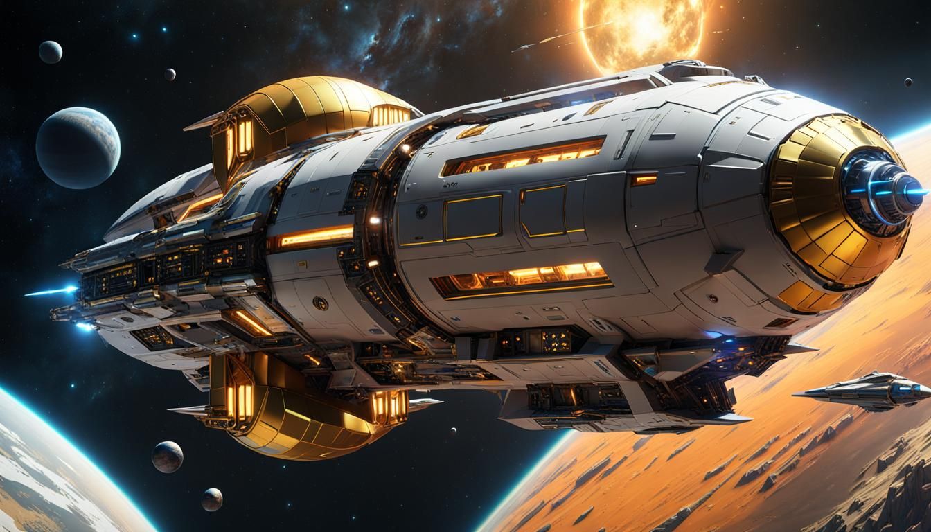 Futuristic Spaceship in Deep Space: Octane Render