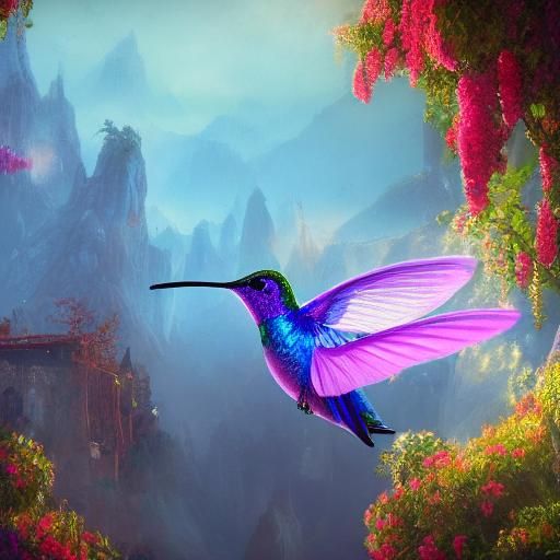 Hummingbird in Flight: Fantasy Concept Art