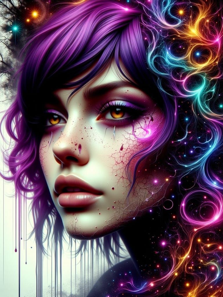 Despaircore Portrait of Gothic Woman in Grunge Style