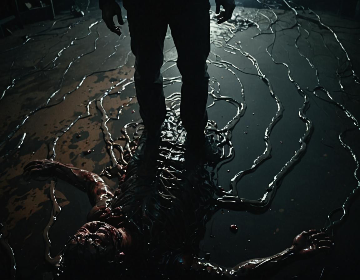 Surreal Dissolving Man in Dark Void