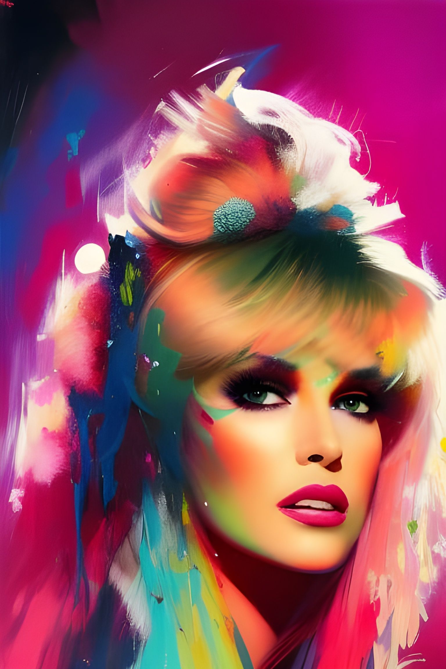 80s Pop Star Album Cover in Textured Speedpaint Style