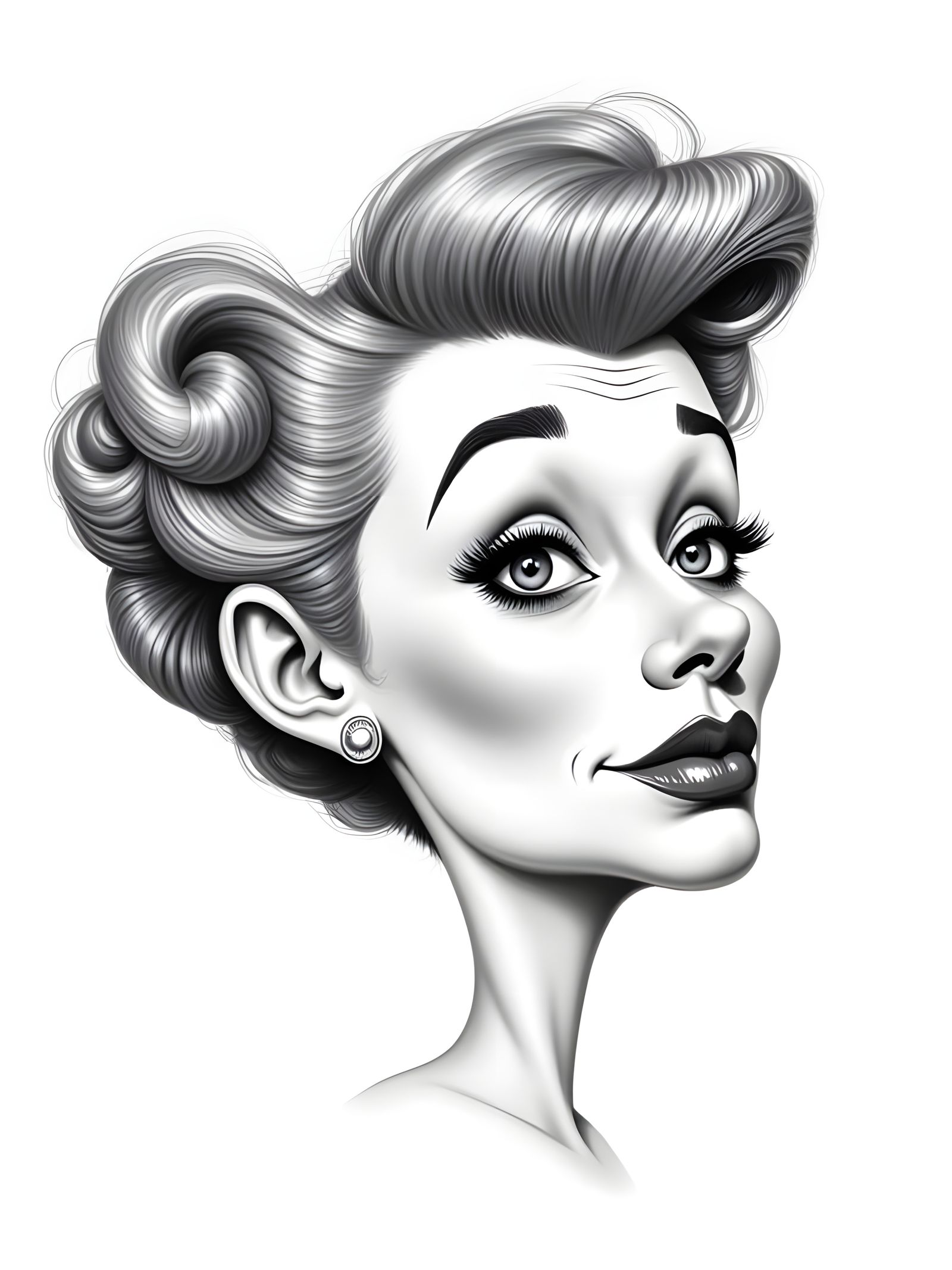 Whimsical Lucille Ball Caricature in Comic Strip Style