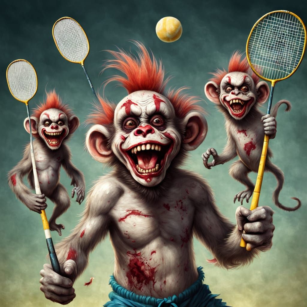 Zombie Monkey Clown Cherubs: Badminton Mayhem