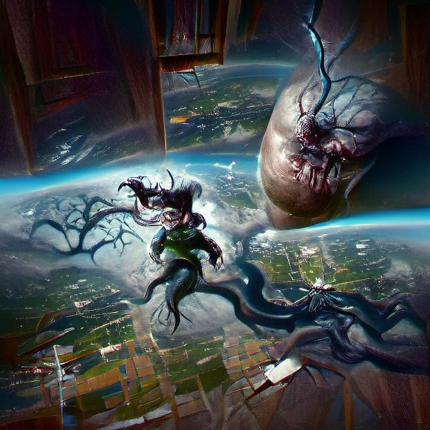 Sinister Fantasy Figure in Vibrant Colors