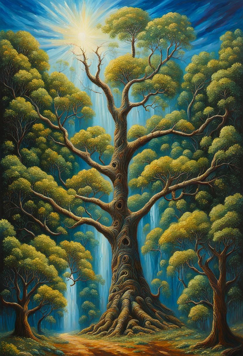 Holy Life Tree: Oil Painting by Gurney Style