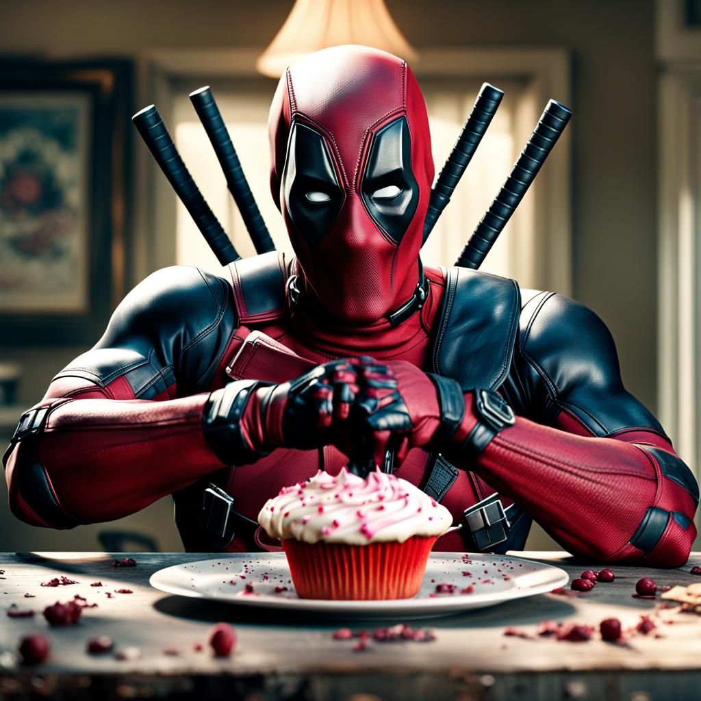 Deadpool Enjoys a Cupcake: Digital Matte Painting
