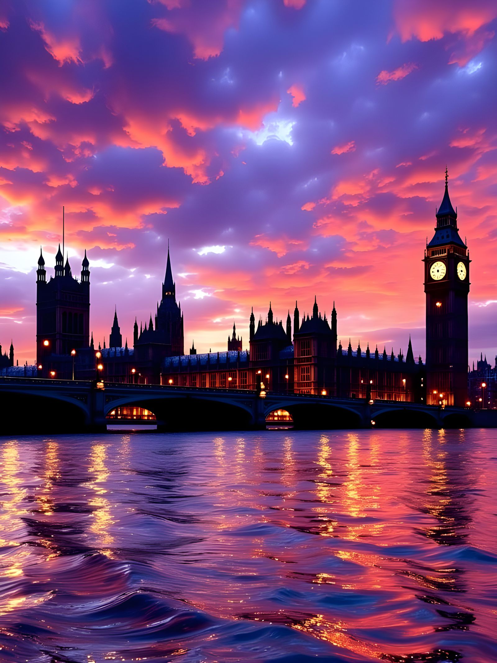 Big Ben and Parliament in a Vibrant, Impressionist Style