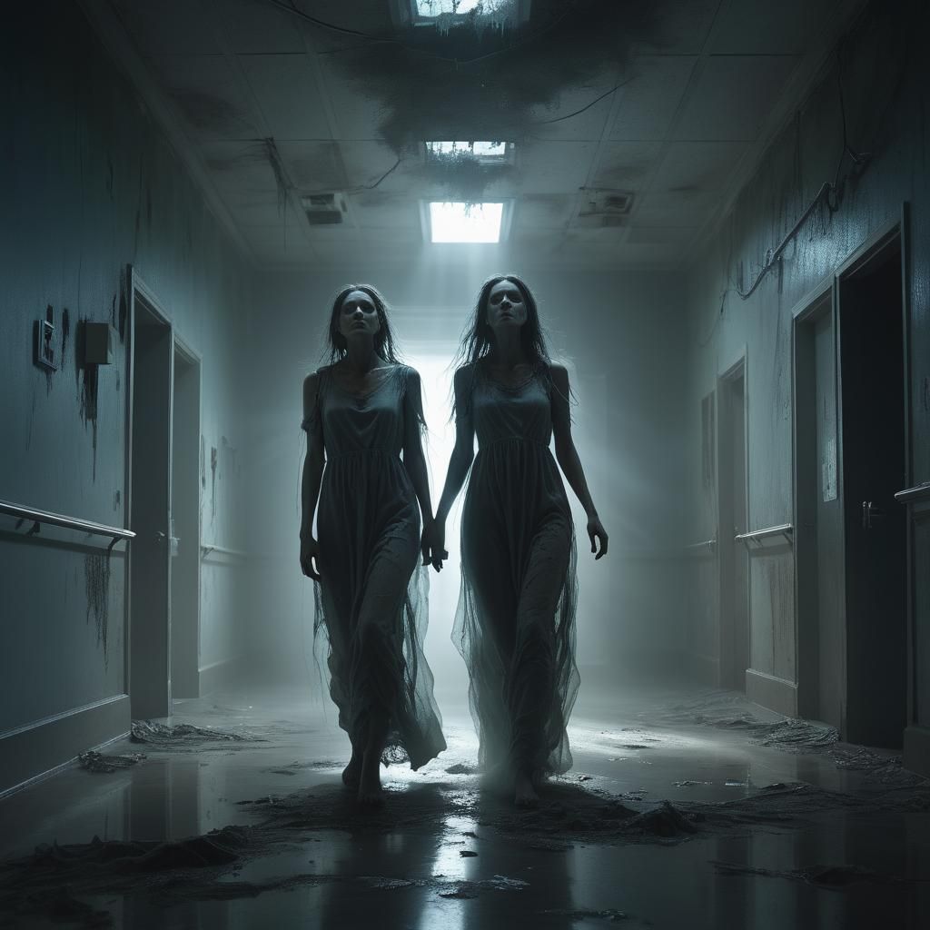 Ethereal Spirit in Decayed Hospital: Digital Matte Painting