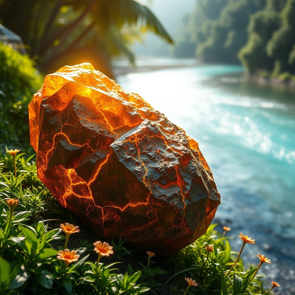 Glowing Kumumganite in Tropical Paradise