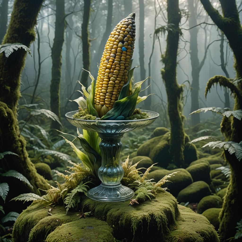 Glass Corn Cob in Magical Forest