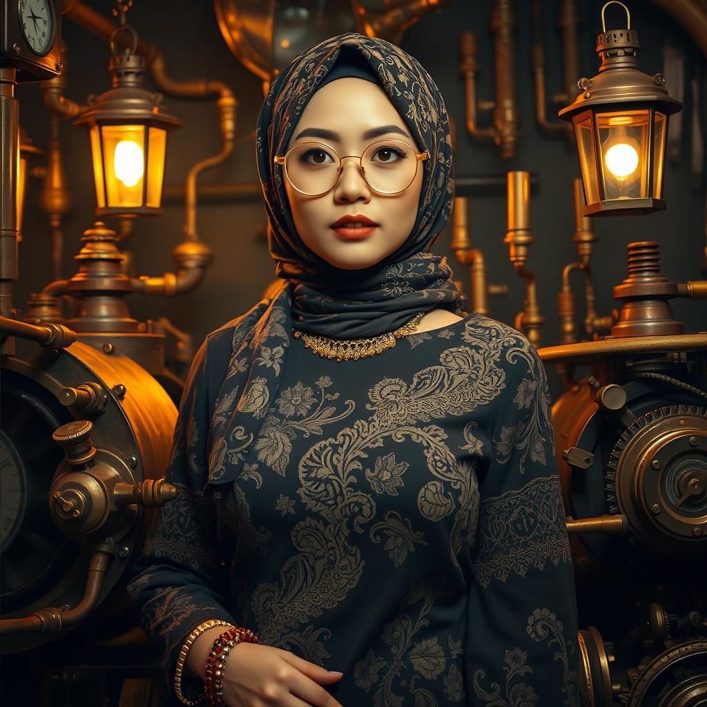 Steampunk Javanese Woman in Traditional Kebaya