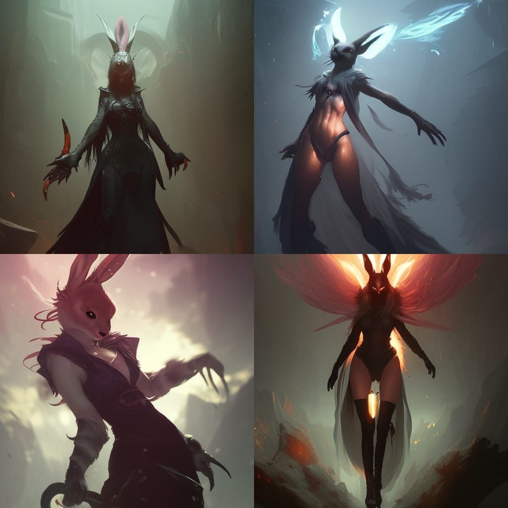 Dark Fantasy Anthro Bunny Sorceress Concept Art