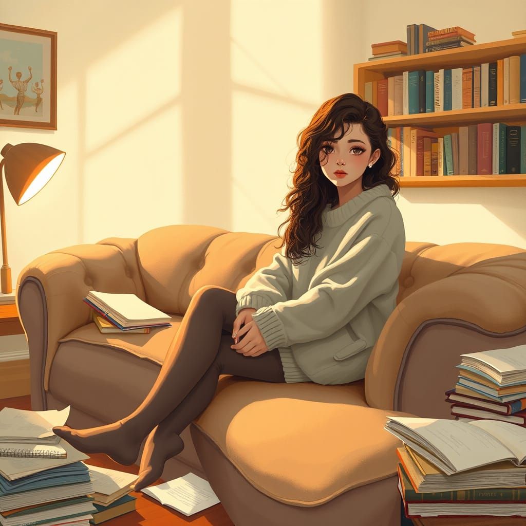 Cozy Study Sanctuary in Dreamlike Atmosphere