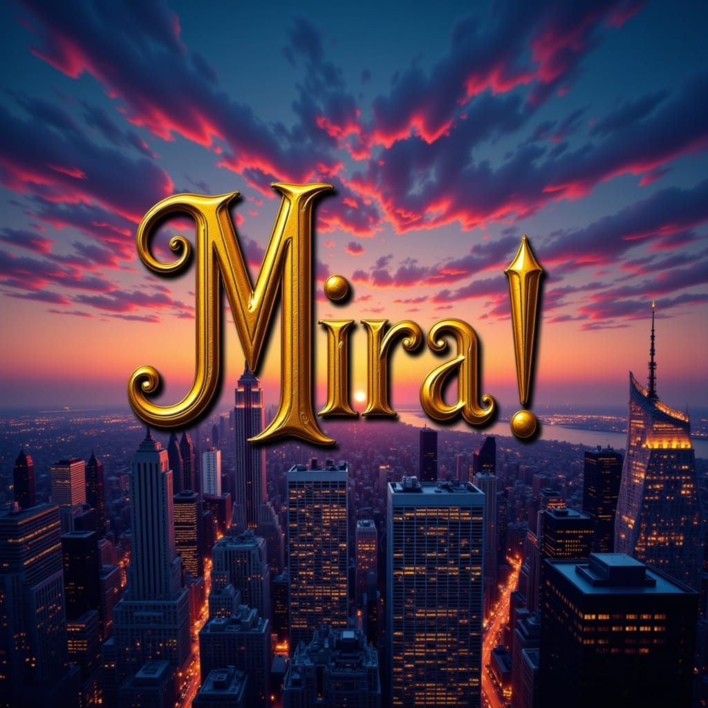¡Mira! Bold Gold Art Deco Text Over NYC Skyline