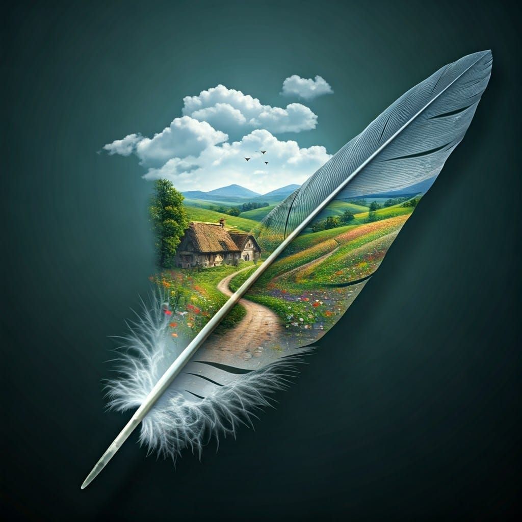 Surreal Countryside Ephemera in Delicate Feather Form