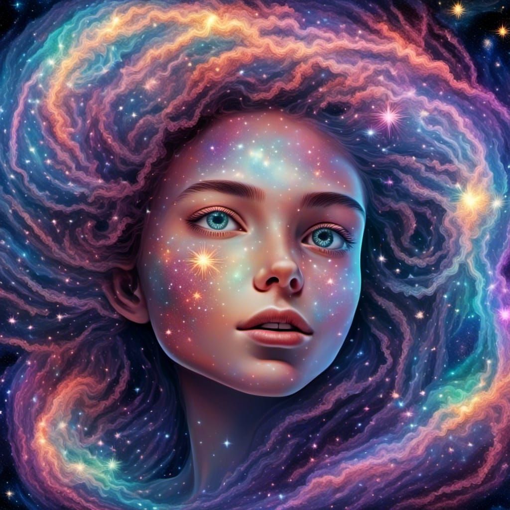 Cute Stoner Girl in Space with Weed