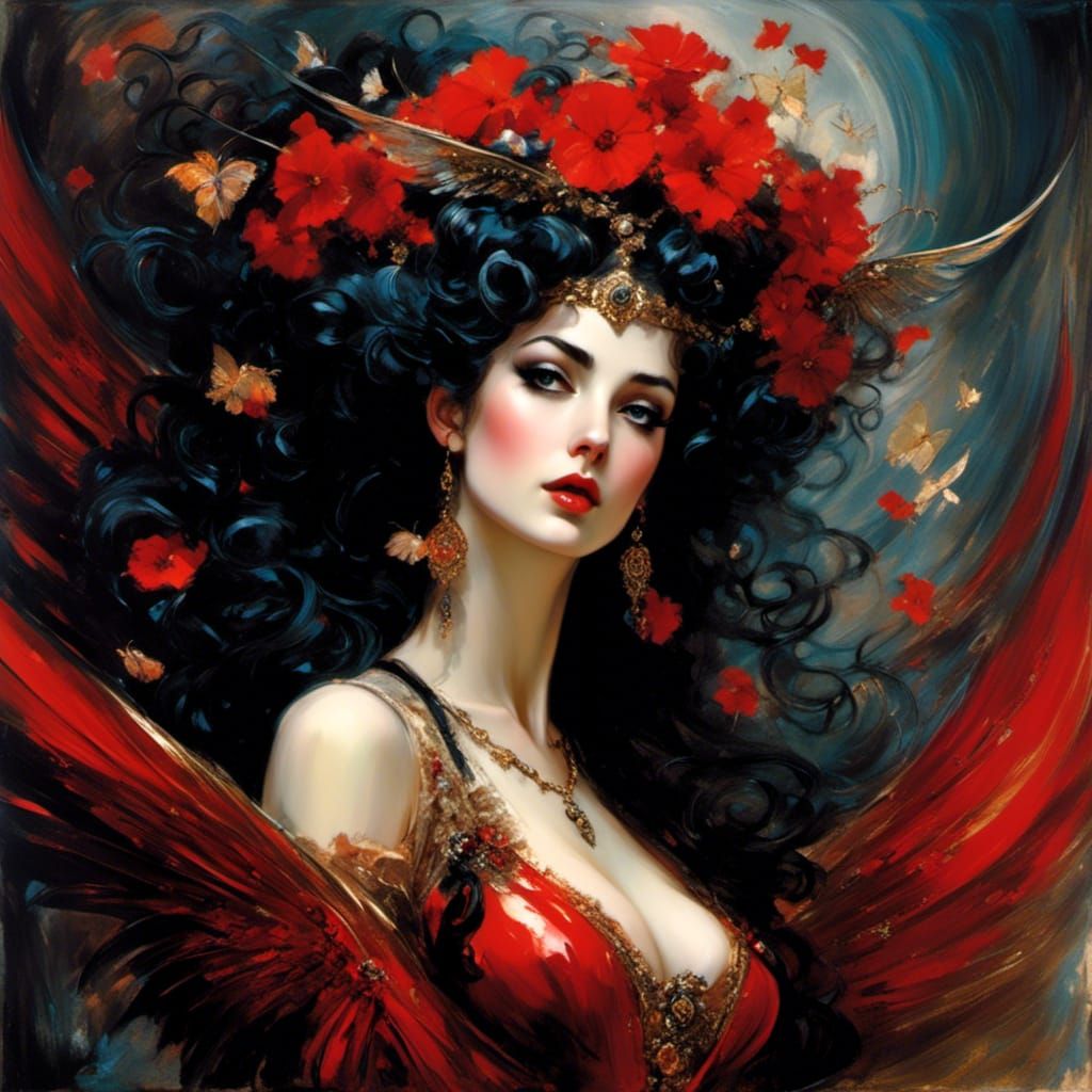 Gothic Angel Portrait in Hyperdetailed Digital Art