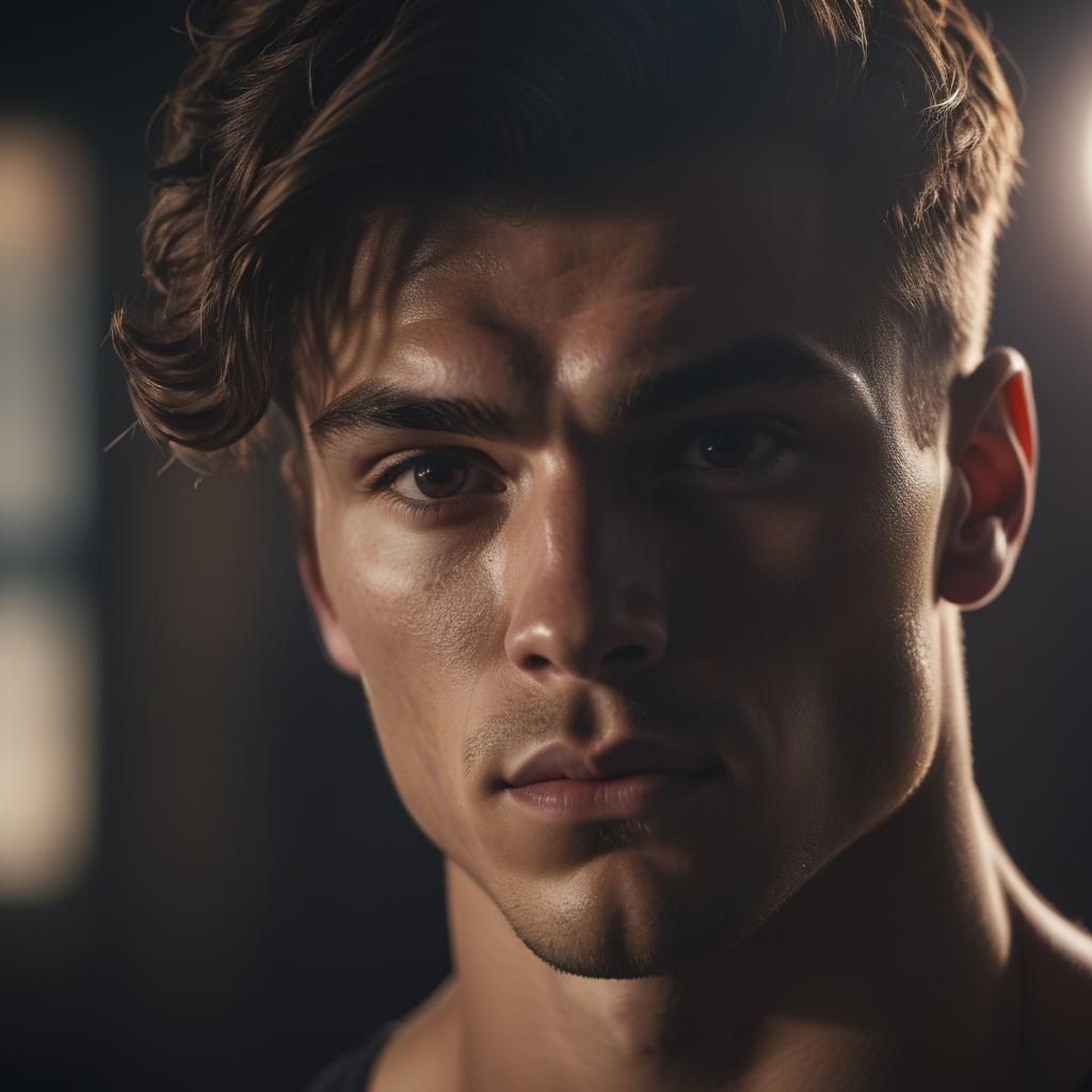Dramatic Portrait of a Confident Gym Bro