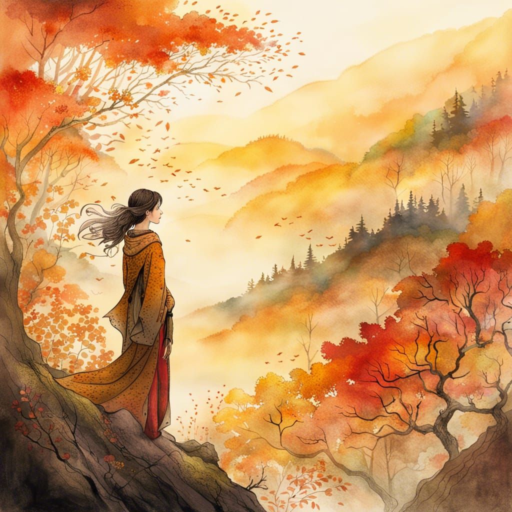 Autumn Forest Fantasy Art in Dreamlike Style