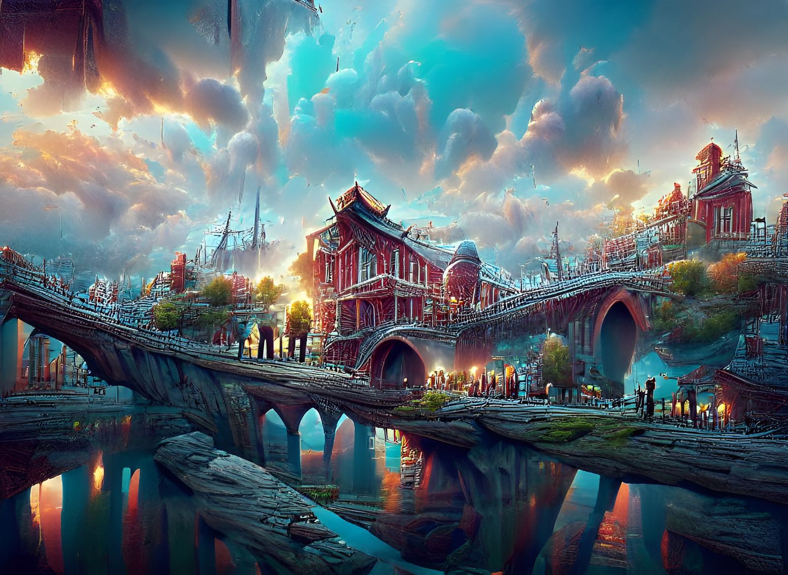 Victorian City Painting in Hyperrealistic Style