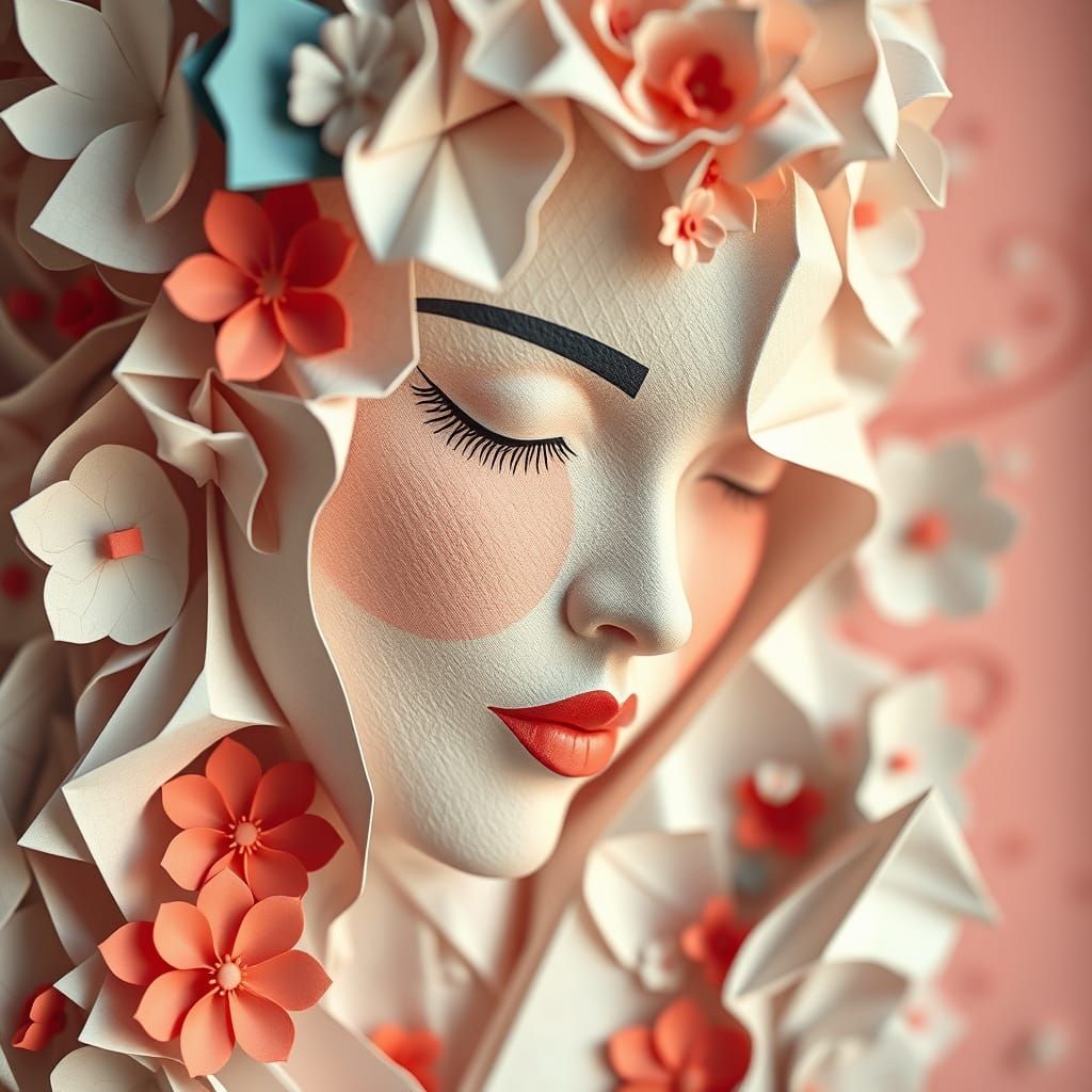 Origami Goddess in Vibrant Papercraft