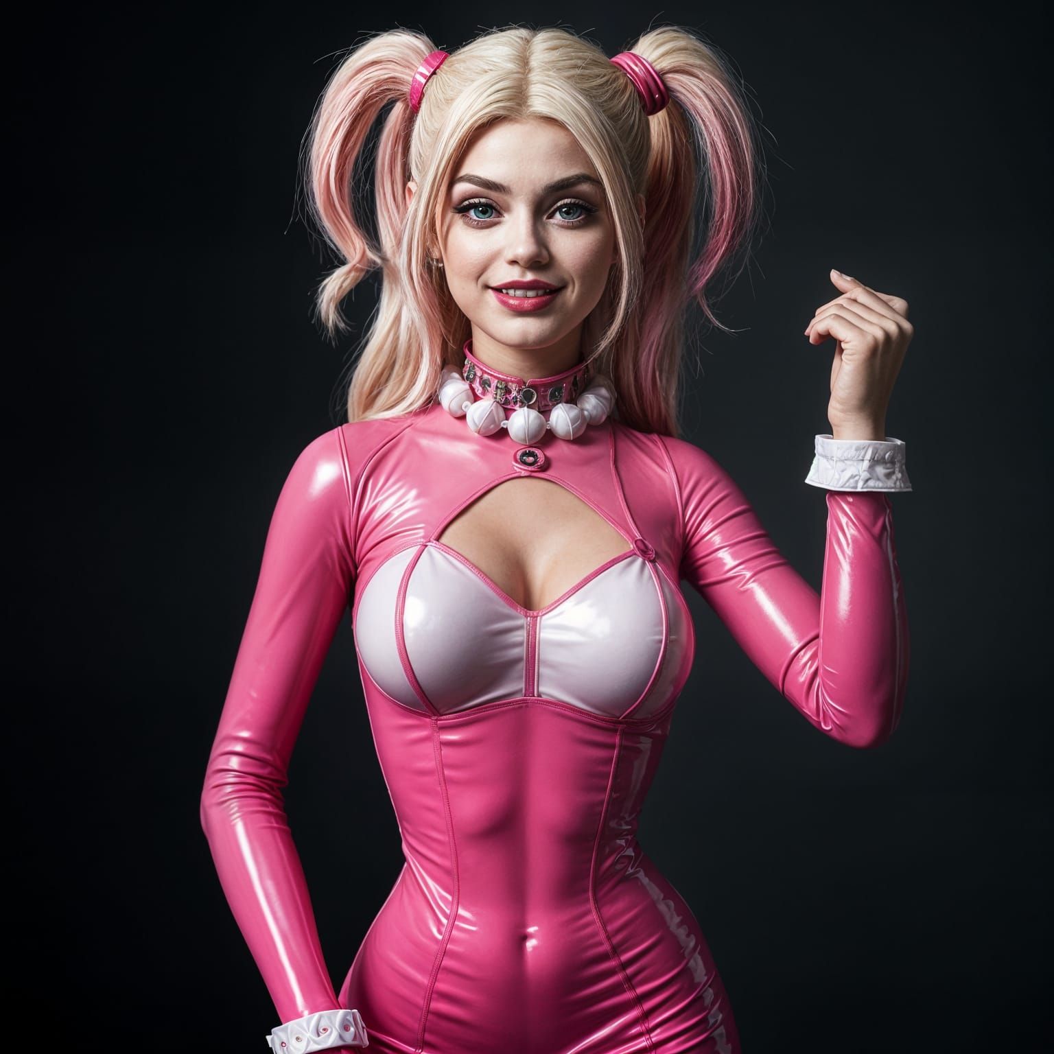 Hyperrealistic Harley Quinn as Barbie in Pink Latex