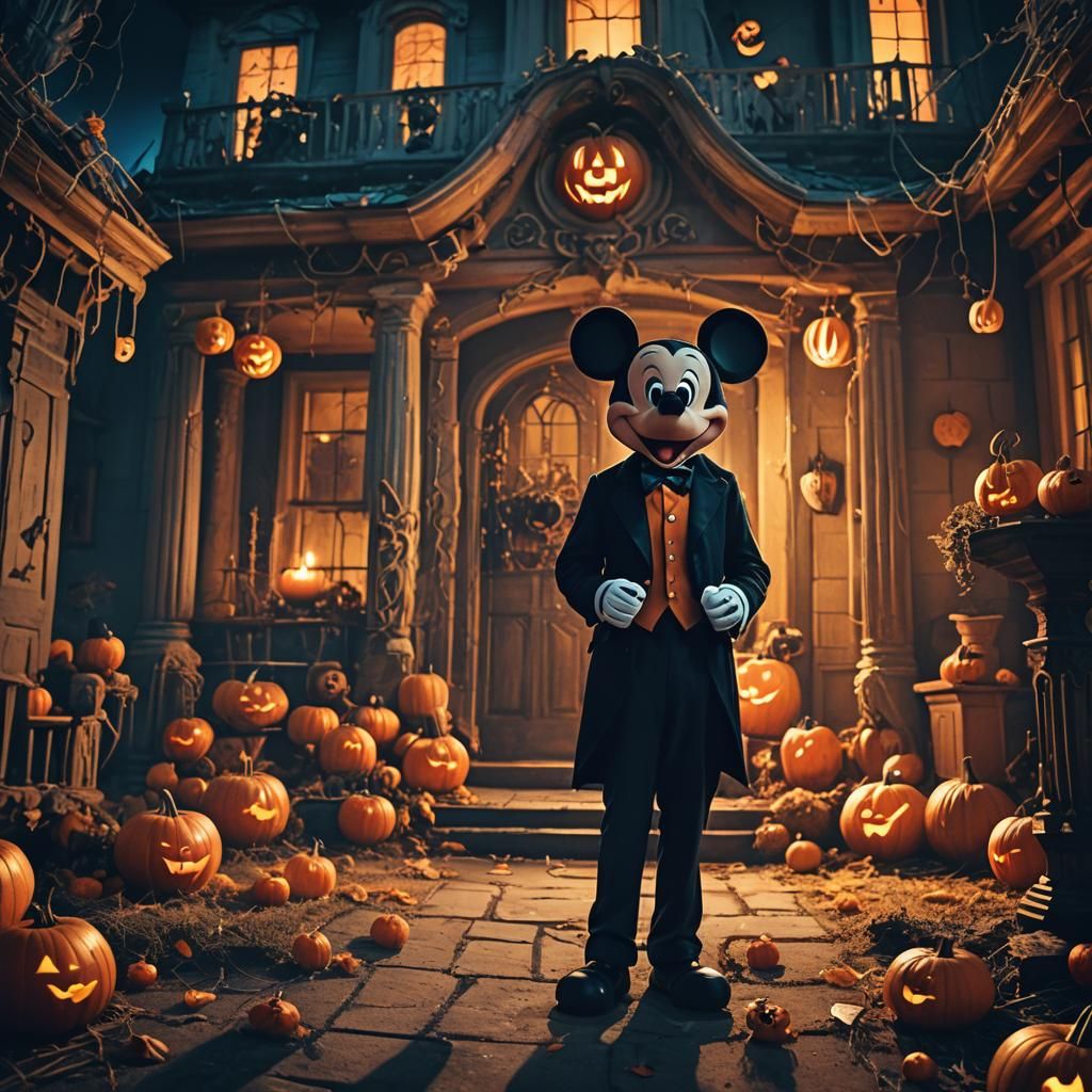 Mickey Mouse Hosts Halloween Party in Haunted Mansion