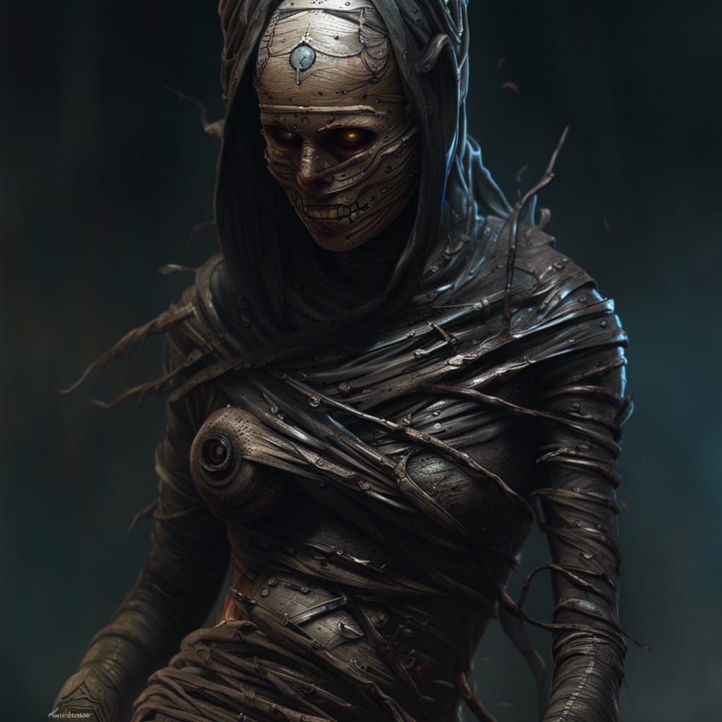 Hyperdetailed Latex Mummy Digital Art