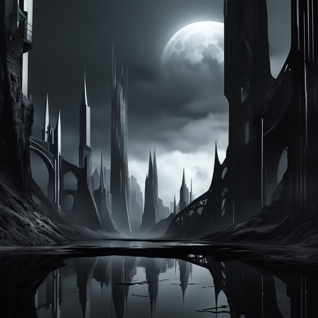Futuristic Gothic Landscape in Realistic Style