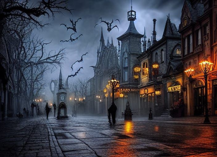 Gothic Downtown Square cobblestone 🐈‍⬛ Magical spooky...